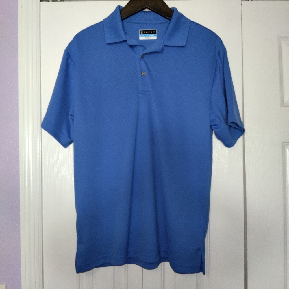PGA Tour Men's Airflux Polo‎ Shirt Blue Medium
